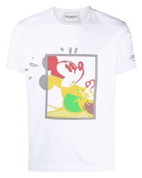 weißes bedrucktes T-Shirt mit einem Rundhalsausschnitt von Iceberg