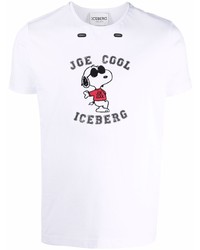 weißes bedrucktes T-Shirt mit einem Rundhalsausschnitt von Iceberg