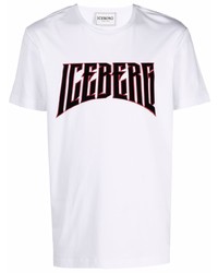 weißes bedrucktes T-Shirt mit einem Rundhalsausschnitt von Iceberg