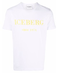 weißes bedrucktes T-Shirt mit einem Rundhalsausschnitt von Iceberg