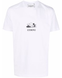 weißes bedrucktes T-Shirt mit einem Rundhalsausschnitt von Iceberg