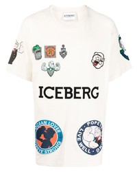 weißes bedrucktes T-Shirt mit einem Rundhalsausschnitt von Iceberg