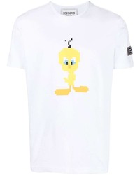 weißes bedrucktes T-Shirt mit einem Rundhalsausschnitt von Iceberg