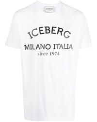 weißes bedrucktes T-Shirt mit einem Rundhalsausschnitt von Iceberg