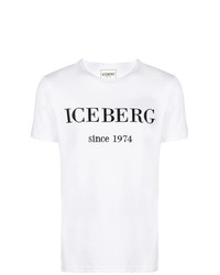 weißes bedrucktes T-Shirt mit einem Rundhalsausschnitt von Iceberg