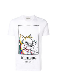 weißes bedrucktes T-Shirt mit einem Rundhalsausschnitt von Iceberg