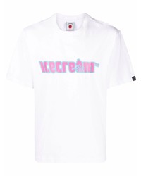 weißes bedrucktes T-Shirt mit einem Rundhalsausschnitt von Icecream