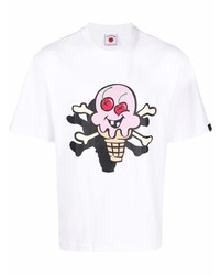 weißes bedrucktes T-Shirt mit einem Rundhalsausschnitt von Icecream