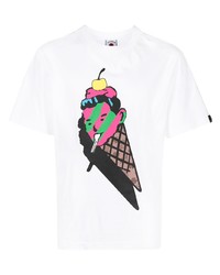 weißes bedrucktes T-Shirt mit einem Rundhalsausschnitt von Icecream