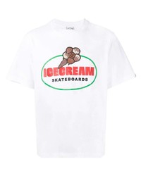 weißes bedrucktes T-Shirt mit einem Rundhalsausschnitt von Icecream