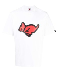 weißes bedrucktes T-Shirt mit einem Rundhalsausschnitt von Icecream