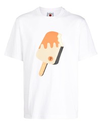 weißes bedrucktes T-Shirt mit einem Rundhalsausschnitt von Icecream