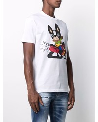 weißes bedrucktes T-Shirt mit einem Rundhalsausschnitt von DSQUARED2