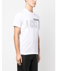 weißes bedrucktes T-Shirt mit einem Rundhalsausschnitt von DSQUARED2