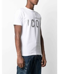 weißes bedrucktes T-Shirt mit einem Rundhalsausschnitt von DSQUARED2