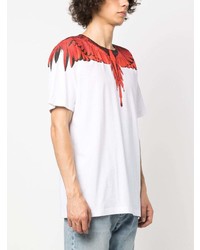 weißes bedrucktes T-Shirt mit einem Rundhalsausschnitt von Marcelo Burlon County of Milan