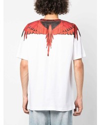 weißes bedrucktes T-Shirt mit einem Rundhalsausschnitt von Marcelo Burlon County of Milan