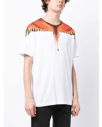 weißes bedrucktes T-Shirt mit einem Rundhalsausschnitt von Marcelo Burlon County of Milan