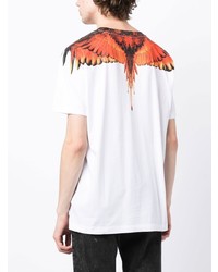 weißes bedrucktes T-Shirt mit einem Rundhalsausschnitt von Marcelo Burlon County of Milan