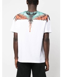 weißes bedrucktes T-Shirt mit einem Rundhalsausschnitt von Marcelo Burlon County of Milan