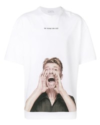 weißes bedrucktes T-Shirt mit einem Rundhalsausschnitt von Ih Nom Uh Nit