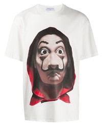 weißes bedrucktes T-Shirt mit einem Rundhalsausschnitt von Ih Nom Uh Nit