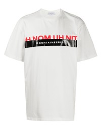 weißes bedrucktes T-Shirt mit einem Rundhalsausschnitt von Ih Nom Uh Nit