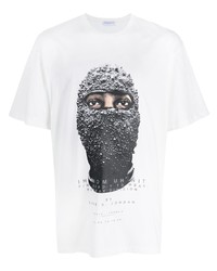 weißes bedrucktes T-Shirt mit einem Rundhalsausschnitt von Ih Nom Uh Nit