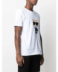 weißes bedrucktes T-Shirt mit einem Rundhalsausschnitt von Karl Lagerfeld