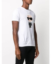 weißes bedrucktes T-Shirt mit einem Rundhalsausschnitt von Karl Lagerfeld