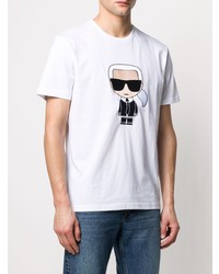 weißes bedrucktes T-Shirt mit einem Rundhalsausschnitt von Karl Lagerfeld