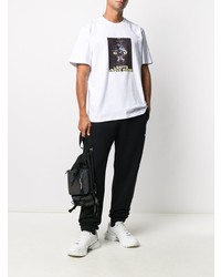 weißes bedrucktes T-Shirt mit einem Rundhalsausschnitt von MSGM