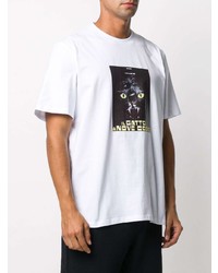 weißes bedrucktes T-Shirt mit einem Rundhalsausschnitt von MSGM