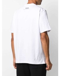 weißes bedrucktes T-Shirt mit einem Rundhalsausschnitt von MSGM