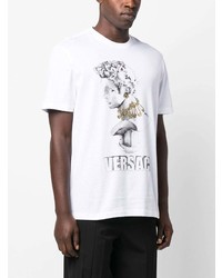 weißes bedrucktes T-Shirt mit einem Rundhalsausschnitt von Versace