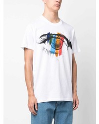 weißes bedrucktes T-Shirt mit einem Rundhalsausschnitt von PS Paul Smith