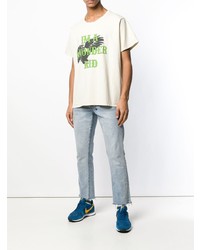 weißes bedrucktes T-Shirt mit einem Rundhalsausschnitt von Rhude