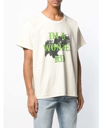 weißes bedrucktes T-Shirt mit einem Rundhalsausschnitt von Rhude