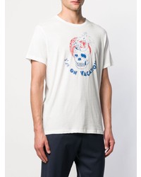 weißes bedrucktes T-Shirt mit einem Rundhalsausschnitt von John Varvatos Star USA