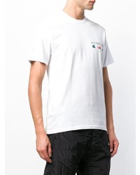 weißes bedrucktes T-Shirt mit einem Rundhalsausschnitt von Stussy