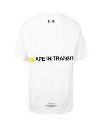 weißes bedrucktes T-Shirt mit einem Rundhalsausschnitt von A Bathing Ape