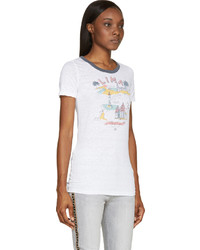 weißes bedrucktes T-Shirt mit einem Rundhalsausschnitt von Etoile Isabel Marant