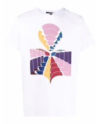 weißes bedrucktes T-Shirt mit einem Rundhalsausschnitt von Isabel Marant