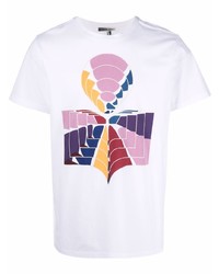 weißes bedrucktes T-Shirt mit einem Rundhalsausschnitt von Isabel Marant