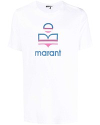 weißes bedrucktes T-Shirt mit einem Rundhalsausschnitt von Isabel Marant