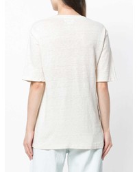 weißes bedrucktes T-Shirt mit einem Rundhalsausschnitt von Isabel Marant Etoile