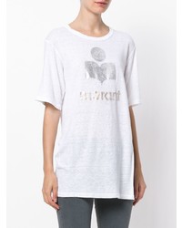 weißes bedrucktes T-Shirt mit einem Rundhalsausschnitt von Isabel Marant Etoile