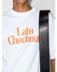 weißes bedrucktes T-Shirt mit einem Rundhalsausschnitt von Late Checkout