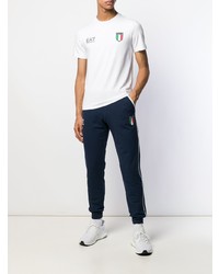 weißes bedrucktes T-Shirt mit einem Rundhalsausschnitt von Ea7 Emporio Armani