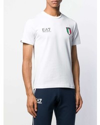 weißes bedrucktes T-Shirt mit einem Rundhalsausschnitt von Ea7 Emporio Armani